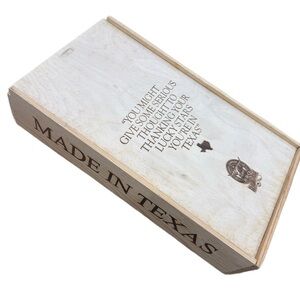Rare vintage made in Texas slide top storage box Wooden Texas Themed wine Box